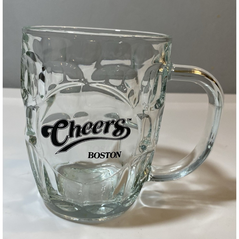 Cheers Bar Boston, Clear Dimpled Thick Glass 16 oz Beer‎ Mug
